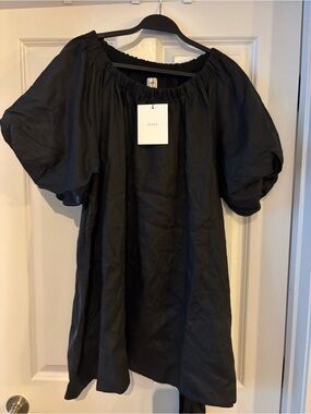DISSH Black Puff-Sleeve Mini Dress